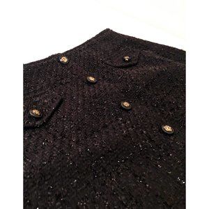 Woolen Black Skirt with Golden Button